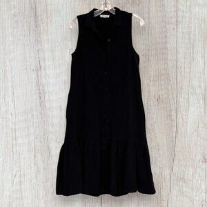 BEACH LUNCH LOUNGE Black Boho Sleeveless Button Front Ruffle Maxi Dress XS